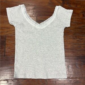 Women's White Lace Trim Top